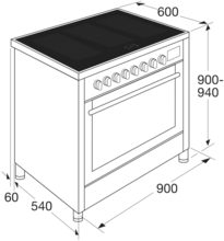 Maattekening PELGRIM fornuis inductie mat-zwart IF960MAT