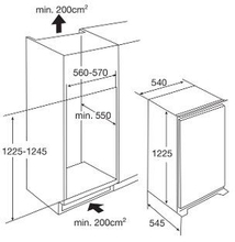 Maattekening PELGRIM koelkast inbouw KK2122K