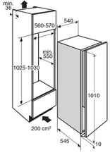 Maattekening PELGRIM koelkast inbouw PKD5102K