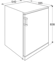 Maattekening PELGRIM koelkast tafelmodel PKV085WIT