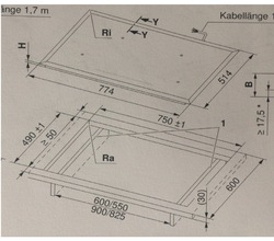 Maattekening V-ZUG kookplaat inductie inbouw GK46TIMASC