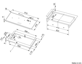 Maattekening V-ZUG kookplaat inductie inbouw GK46TIMPSC