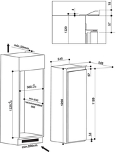 Maattekening WHIRLPOOL koelkast inbouw ARG718/A+/1