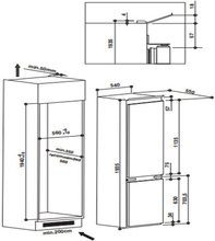 Maattekening WHIRLPOOL koelkast inbouw ART9811A++SF