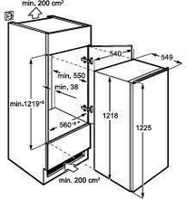 Maattekening ZANUSSI koelkast inbouw ZBA23042SV