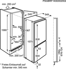Maattekening ZANUSSI koelkast inbouw ZBB25431SA