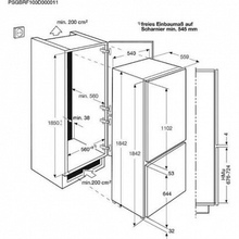 Maattekening ZANUSSI koelkast inbouw ZBB28460SA