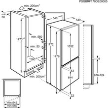 Maattekening ZANUSSI koelkast inbouw ZNFN18ES1