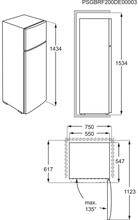 Maattekening ZANUSSI koelkast zilver met vlekvrij rvs-look deur ZTAN24FU0