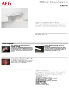 Product informatie AEG afzuigkap onderbouw zilver DUB2610W