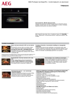 Product informatie AEG combi stoomoven inbouw zwart TP9SK821B
