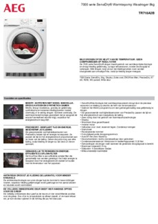 Product informatie AEG droger warmtepomp TR718A2B
