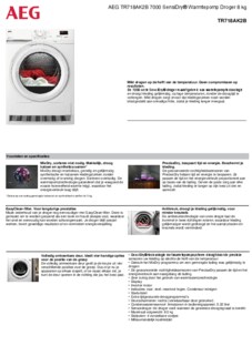 Product informatie AEG droger warmtepomp TR718AK2B