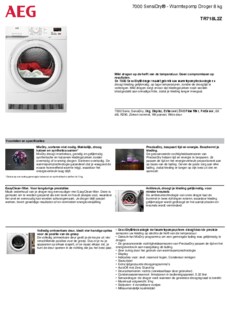 Product informatie AEG droger warmtepomp TR718L2Z
