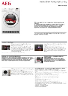 Product informatie AEG droger warmtepomp TR7AACHEN