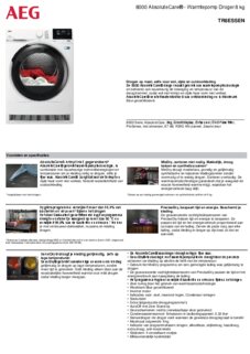 Product informatie AEG droger warmtepomp TR8ESSEN