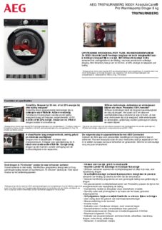 Product informatie AEG droger warmtepomp TR97NURNBERG