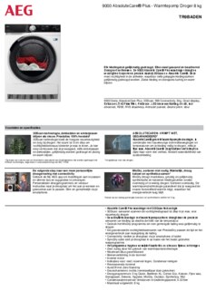Product informatie AEG droger warmtepomp TR9BADEN
