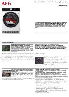 Product informatie AEG droger warmtepomp TR9HAMBURG