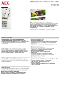 Product informatie AEG koelkast inbouw OSC7G181ES