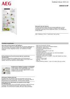 Product informatie AEG koelkast inbouw OSK5O121DF