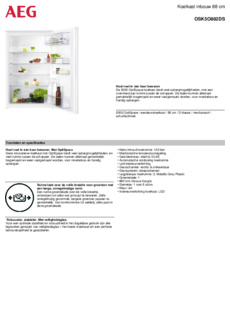 Product informatie AEG koelkast inbouw OSK5O882DS