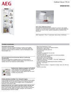 Product informatie AEG koelkast inbouw SKB818E1DC