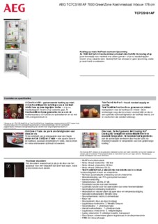 Product informatie AEG koelkast inbouw TC7CS181AF