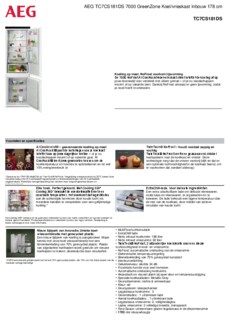 Product informatie AEG koelkast inbouw TC7CS181DS