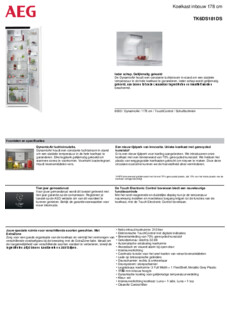 Product informatie AEG koelkast inbouw TK6DS18XDC