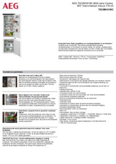 Product informatie AEG koelkast inbouw TSC8M181BC