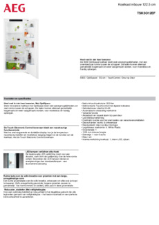 Product informatie AEG koelkast inbouw TSK5O12EF