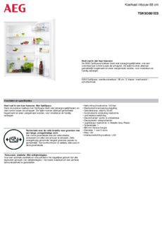 Product informatie AEG koelkast inbouw TSK5O881ES