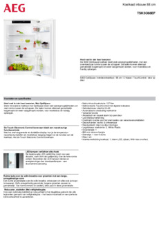 Product informatie AEG koelkast inbouw TSK5O88EF