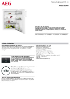 Product informatie AEG koelkast tafelmodel RTS815ECAW