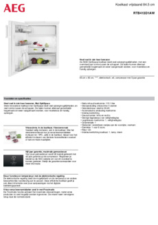 Product informatie AEG koelkast tafelmodel wit RTB414D2AW