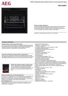 Product informatie AEG oven inbouw zwart BPE748380T