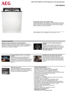 Product informatie AEG vaatwasser inbouw FSE77BERLIN