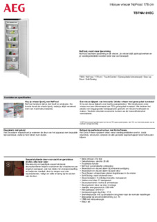 Product informatie AEG vrieskast inbouw TB7NA181EC