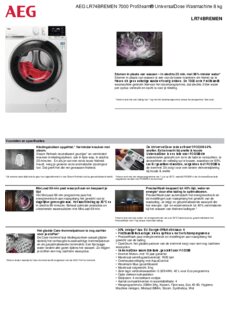 Product informatie AEG wasmachine LR74BREMEN