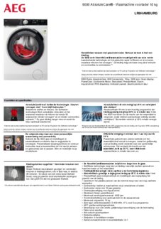 Product informatie AEG wasmachine LR9HAMBURG