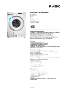 Product informatie ASKO wasmachine W10844BW