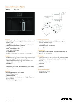 Product informatie ATAG koffiemachine inbouw CM8471D