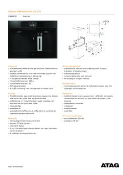Product informatie ATAG koffiemachine inbouw CM8495D