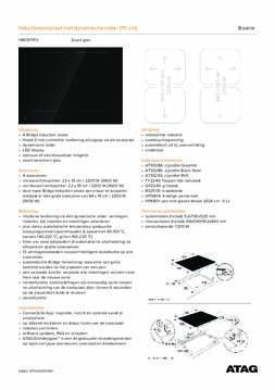 Product informatie ATAG kookplaat inductie inbouw HI87471FV
