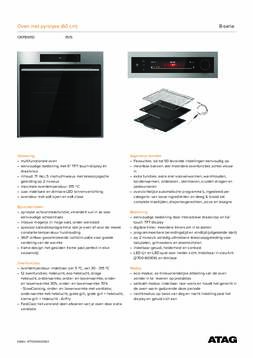 Product informatie ATAG oven OXP8611D