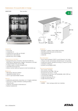 Product informatie ATAG vaatwasser inbouw VAD6704D