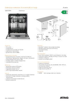 Product informatie ATAG vaatwasser onderbouw VAB6704FW