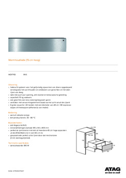 Product informatie ATAG warmhoudlade inbouw WD1711D