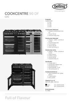 Product informatie BELLING fornuis COOKCENTRE 90DF BLK